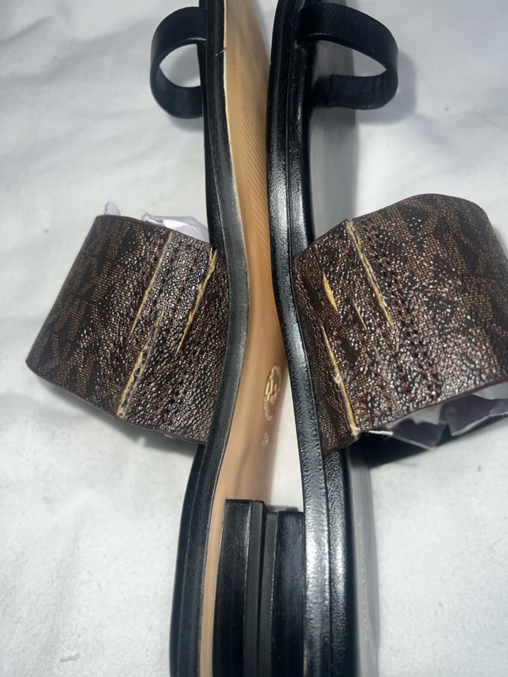 MICHAEL Michael Kors August Flat Sandals- Brown/ Black Logo - Picture 8 of 11